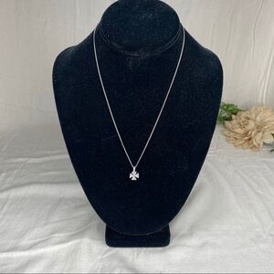 Greek Style Christian Cross Pendant Silver Necklace 18" Long With Crystals